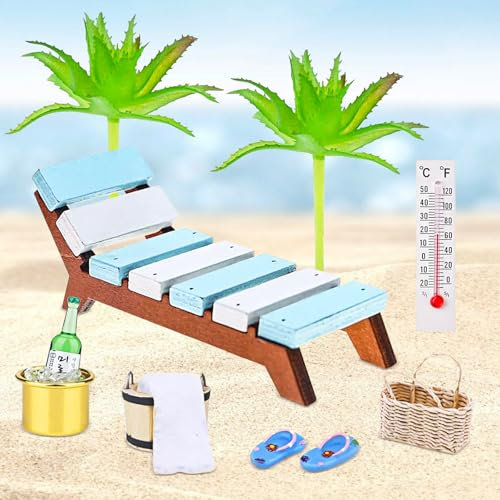 12 Pièces Accessoires Miniatures décoratifs Sauna,Sauna DéCoratifs Miniatures DéCoration,Mini Accessoires de Plage,Micro Paysage de Plage Accessoires,pour Bricolage DéCoration Plage Jardin