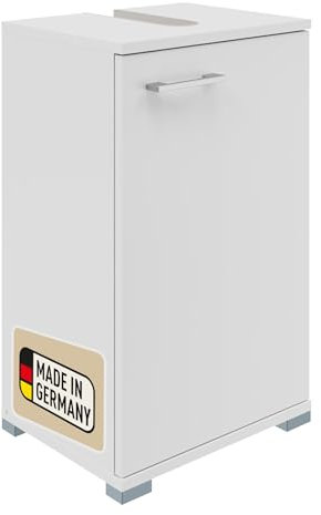 Probus Meuble de Salle de Bain Basique 40 cm - Meuble sous-Vasque Moderne au Design Blanc avec Beaucoup d'espace de Rangement - Fabriqué en Allemagne - Blanc