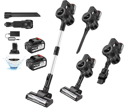 Cordless Vacuum Cleaner 450W&35Kpa&40Mins,6-in-1 Stick Vacuum, Vacuum Cleaner Cordless, Anti-Tangle, 99,9% Filter/Washable HEPA Filter for Hardwood Floor Carpet Car Pet Hair