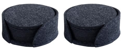 Durlo 2 set med 20 runda filtunderlägg för glas, mörkgrå, för drycker, barmuggar, bordsunderlägg med hållare, korg, present