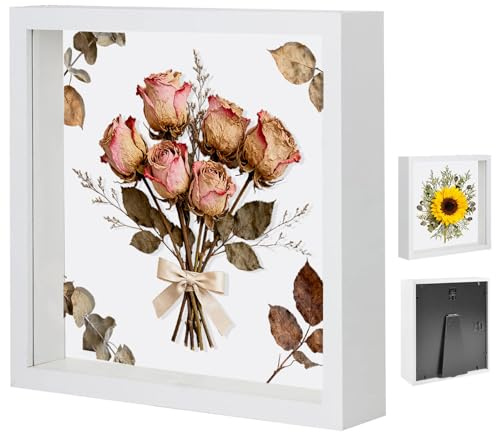 Cornice Portafoto 3D, Cornice per Oggetti Profonda 3 cm, Portafoto Profonda da Riempire 30 x 30 cm, con Lastra Acrilica Trasparente, Per Fiori, Fotografie, Decorazioni Fai da te