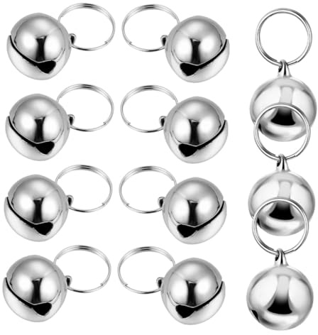 BAZEITFLOW Campanellini Suono Chiaro e Nitido Impermeabili 12 Pezzi in Metallo Argento Eleganti Pendenti per attività All'aperti per Collari di Cani e Gatti e Gioco Indoor