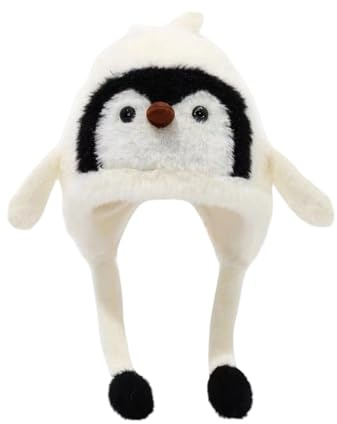 Hitburu Disfraz De Gorro De Animal - Gorro de Punto Suave de Pingüino, De Invierno Con Orejeras Abatibles Y Forro Abrigado,Infantil para Vacaciones Senderismo Niños y Niñas