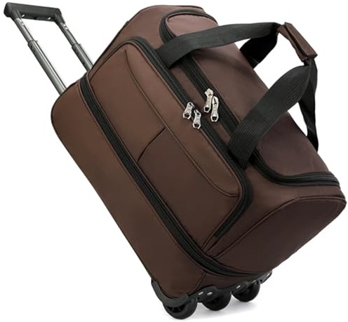 Boniffyy 50/80/115/150L Bolsa De Viaje con Ruedas Maleta De Viaje Grande Expandible Trolley Blanda Maleta Equipaje Liviana Mango Telescópico Impermeable Plegable Suitcase (Marrón, Mediano 80L)