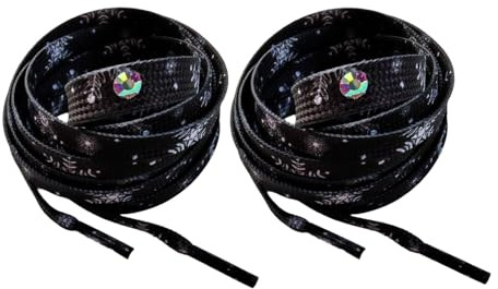 F Fityle Lacci Pattinaggio su Ghiaccio Eleganti Lacci per Pattini da Ghiaccio Multipli Lacci per Pattinaggio Artistico Resistenti Lacci per Pattini Funzionali, Nero, 220 Cm