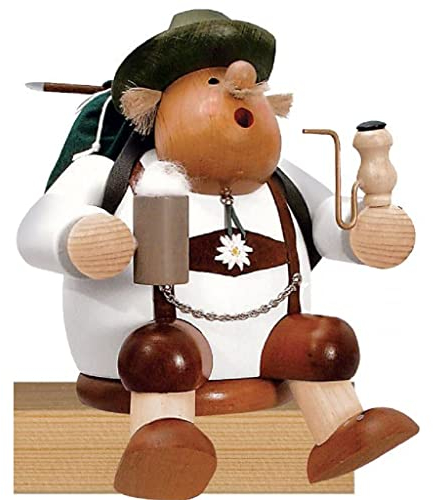KWO Smoking Man Figurine, Rambler, 17 cm, Wood, Multi-Colour, 30 x 30 x 17 cm