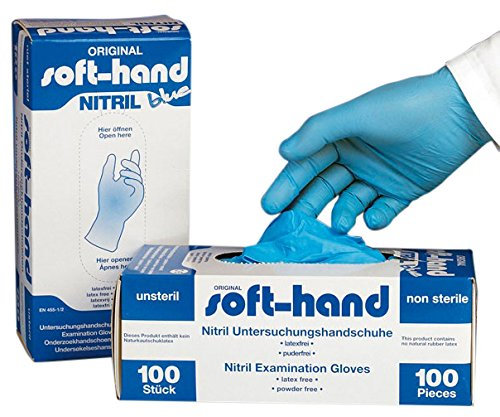 Soft-Hand H9 7001 Nitril Handschuhe, puderfrei, M, Blau (100-er Pack)