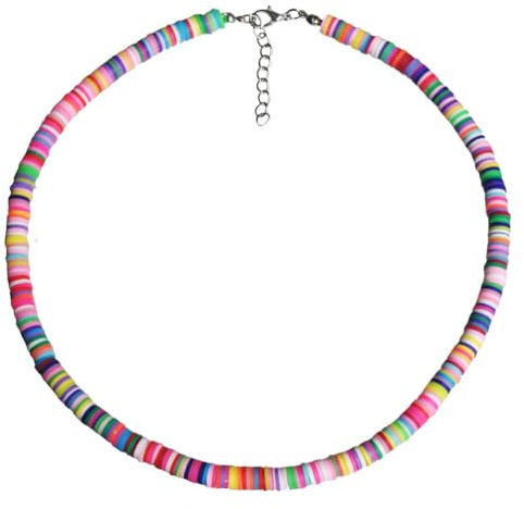 Holibanna Soft Circular Necklace Boho Beaded Clay Pendant Adjustable 17.7 Inch Colorful Jewellery for Women Beach Party Accessory