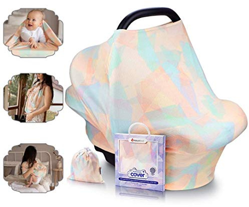 Manta de lactancia NatureBond | La manta de algodón más transpirable y segura | Multiusos: Dosel para silla de coche para bebé, cubierta para trona, bufanda, cobertor para carriola (Sunset Orange)