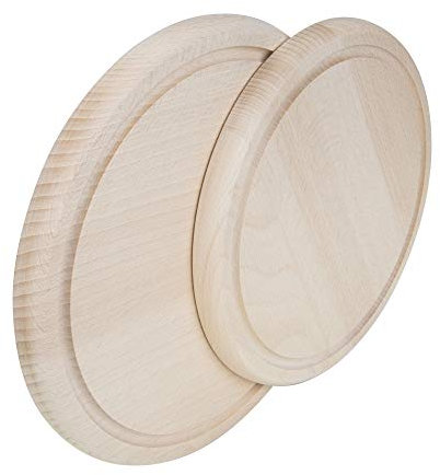 Juego de 2 tablas de cortar redondas, tabla de servir, tabla de cocina, tabla de madera, tabla de trinchar, juego de tabla de madera, utensilios de cocina, madera natural