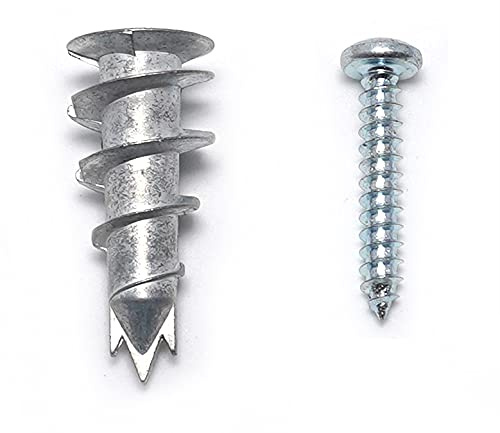 CONFAST Zinc Self-Drilling Drywall/Hollow-Wall Anchor Kit, 100 Pieces (50#8 Anchors+50 Zinc Plated Screws)