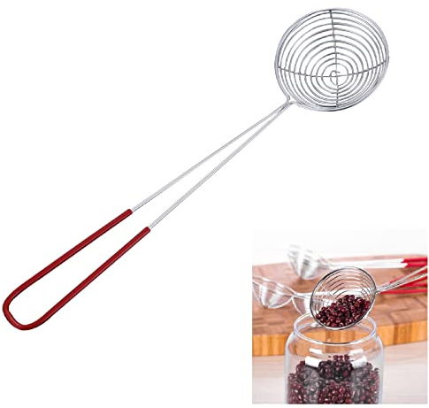 Cucchiaio drenante, in acciaio inox, schiumarola a foro, Pearl Scoop colini per zuppa mestolo antiaderente in rete con manico per cucina e friggere cibo