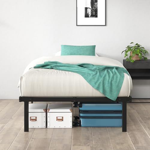 Zinus Caleb Somier 90 x 190 - Altura 35 cm - Base Cama Individual en Acero - Láminas de Metal - Montaje Fácil- Espacio de Almacenamiento - Negro