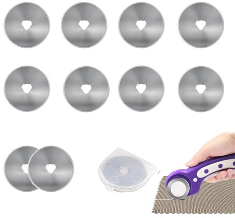 10 Stück Rollschneider Runde Ersatzklingen, Rollschneider Ersatzklingen, Rollschneider Set, Edelstahl Stoffschneider Rollmesser Rundklingen, Ersatzklingen für Rollschneider(28mm)