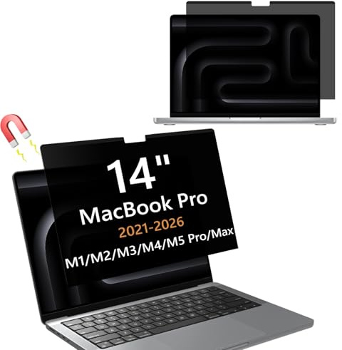 Hinnwer Magnético Filtro de Privacidad para MacBook Pro 14 Pulgadas (2021-2026, M5/M4/M3/M2/M1), Anti Luz Azul, Antirreflectante, Extraíble Filtros de Pantalla para Ordenador portáti para Mac 14”