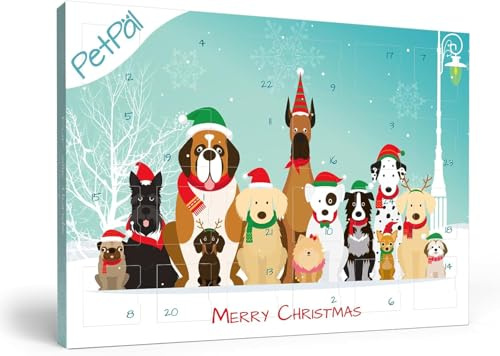 PetPäl Calendario Adviento para Perros 2025 - Los más sabrosos Snacks y golosinas para su Perro en Navidad - Galletas para Perros saludables - Sin Granos, Gluten, Azúcar, Sal - Made in Germany