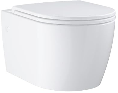 GROHE Start Round Ceramic Ensemble WC suspendu en céramique pour réservoir de chasse encastré (Avec frein de chute, sortie horizontale, volume de chasse 3/5 L), Blanc Alpin, 103848SH00