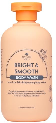 Nature Spell Bright & Smooth Body Wash, Brightening and Resurfacing for All Skin Types, with Vitamin C, AHA Fruit, Allantoin, Vegan, 320ml