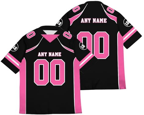 Personnalisé Maillot de Football Américain T-Shirts Sport pour Hommes Femmes Jeunes Personnalisable avec Nom et Numéro Enfant T-Shirts de l'équipe Manches Courtes à Séchage Rapide S-7XL