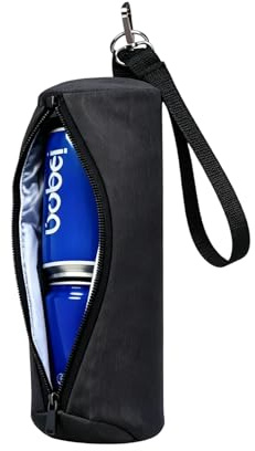 Yosugar Bolsa nevera de cerveza para deportes, mantiene 2 latas de hielo frío, portátil para senderismo, pícnic, fiesta, pesca, deportes al aire libre con asa y gancho para colgar (negro pequeño)