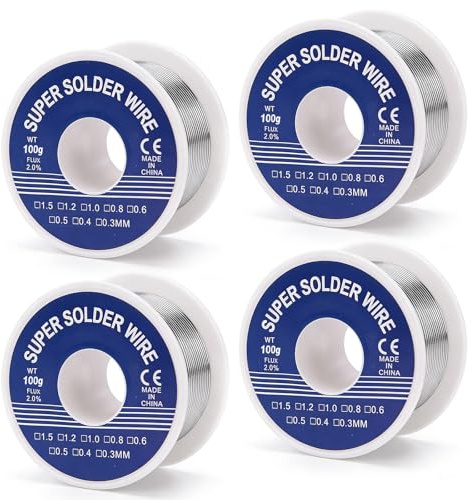 Lötzinn mit Flussmittel, 4 Stück Lötdraht 0.8mm/1mm 100g Bleifreies Lot Soldering Solder Wire mit Kolophonium Kern Niedrigtemperatur für Reparatur, Elektrolöten und Heimwerken