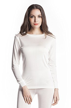 JASMINE SILK Damers ren siden rund hals termisk topp väst elfenben