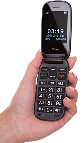 TTfone Telefono cellulare prepagato Lunar a conchiglia, grandi tasti, O2, nero