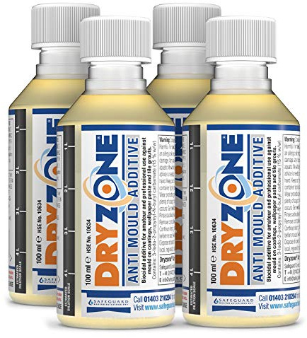 4 x Dryzone Anti-Mould Additive 100ml Concentrate to Make 20L of Emulsion, Vinyl, Silk or Matt Paint (4)