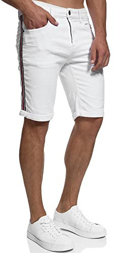 Indicode Uomini Fife Jeans Shorts | Pantaloncini Jeans Used Look con 5 Tasche