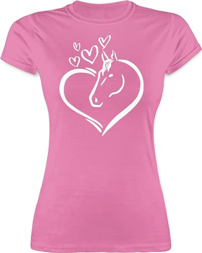 Shirt Damen - Pferde - Pferdeportrait - S - Rosa - reitklamotten pferdeliebhaber Horses Funshirts für Frauen pferdeshirts Pferd tiermotiv Tshirt reitbekleidung reiten pferdeherz t-Shirt