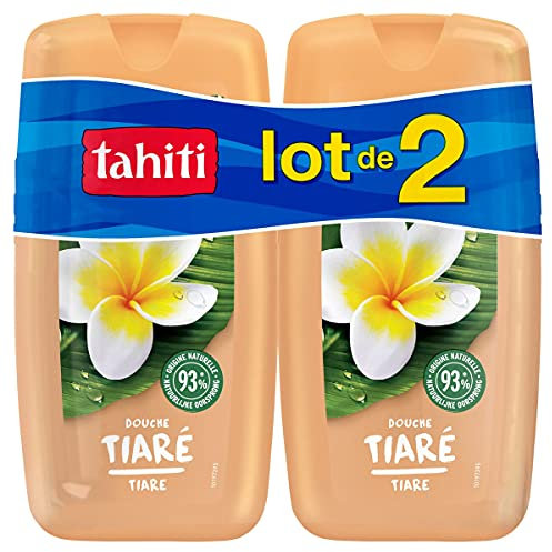 TAHITI - Gel douche Tahiti Tiaré Sensuelle - pH Neutre - Respecte la Barrière de Protection Cutanée Naturelle - Le lot de 2 Flacon de 250 ml