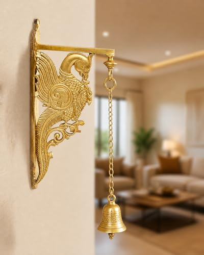 ARTVARKO Soporte de gancho tradicional de latón con diseño de loro para farol de pared, campanas, decoración del hogar, 12 pulgadas