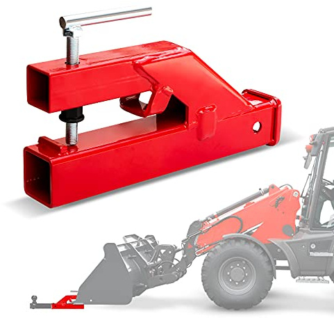 EBESTTECH - Enganche de Cubo para Tractor, 1 Receptor de Enganche de Remolque con Abrazadera de 2 Pulgadas, Adaptador de Montaje de Bola Compatible con Cubo Deere Bobcat (Rojo)