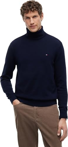 Tommy Hilfiger Homme Pull Cashmere Roll Neck Col Roulé, Bleu (Desert Sky), M