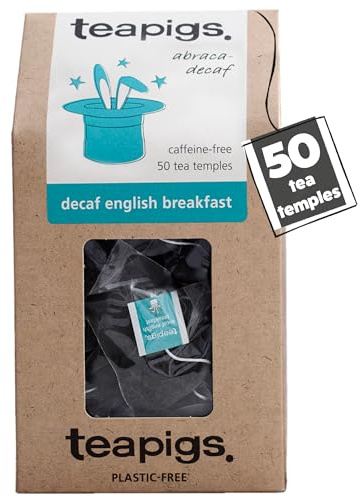 Teapigs Decaf Breakfast Tea Bags - Full-Flavoured Kenyan & Ceylon Black Tea Without the Caffeine - Sustainable & Ethically Sourced - 50 Biodegradable Tea Temples (1 Pack)