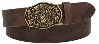 MGM Ceinture Traditionnelle avec cerf, Laiton Marron, 95 cm Mixte