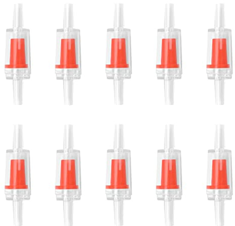 DeKago Aquarium Air Check Valve - Non-Return One Way Air Valve Red Clear Plastic Check Valve for Aquarium Air Pump Perfect for Fish Tank Aerator 10PCS