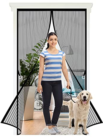 Magnet Fliegengitter Tür Insektenschutz 90 x 210 cm Der Magnetvorhang ist Ideal Kinderleichte Klebemontage Ohne Bohren für die Balkontür, Kellertür und Terrassentür, Schwarz