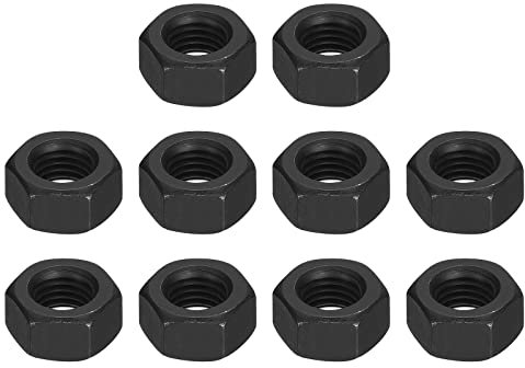 sourcing map 5/16-24 Hex Nuts, Carbon Steel Grade 8.8 Black Oxide Hexagon Nut for Screw Bolt, 10 of Pack
