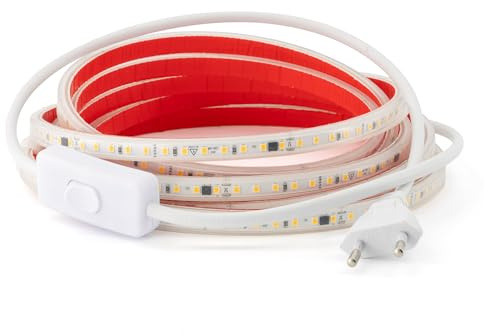 220v 2835 Led Strip 120 Led/m HÖG LJUSSTYRKA, Lim och SWITCH. VATTENTÄT Kall/Neutral/Varmvit Vattentät IP67 (Kallvit, 4M)