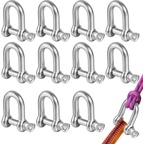 M5 Schäkel Edelstahl 12 Stück 304 D Ring D Schäkel Schäkel Rostfrei Ankerschäkel Sperren D Förmiger Schäkel für Takelage Stahlseil Kordeln Ketten