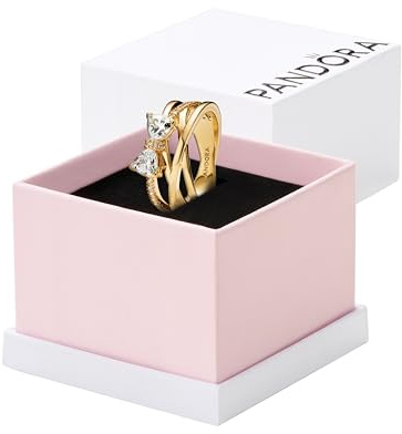 Pandora 14k Gold-plated unique metal blend Cubic Zirconia Clear 163511C01 Damenring
