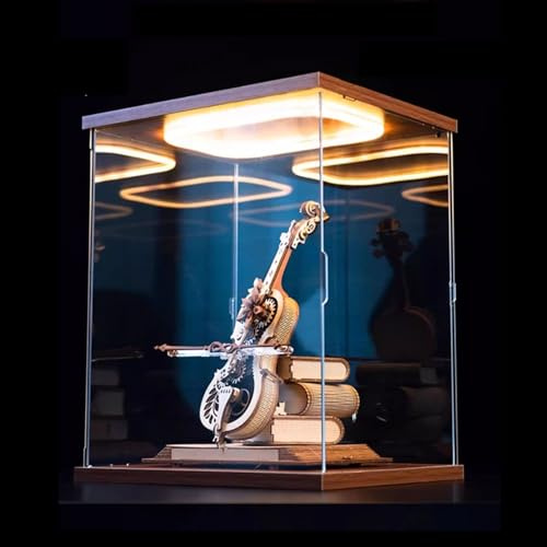 Vitrine pour Collection Vitrine en Acrylique avec Éclairage LED pour Objets de Collection, Boîte de Rangement Cubique Anti-poussière pour Figurines, Support de Rangement en Plastique Facile à Assemble