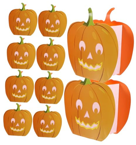 Vaguelly 10Pcs Halloween Pumpkin Candle Bags Flame Retardant Luminary Bags for Tealight LED Lights for Festive Party Decorations and Outdoor Events