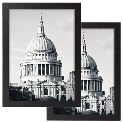 Generico Cornici A4 Nere Set 2 – Cornice A4 MDF con Plexiglass HD – Da Parete o Tavolo, Verticale/Orizzontale – Foto Poster Diplomi