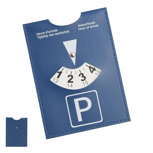 Disco Orario Discos Ora di Arrivo Blu per Parcheggio Timer Parcheggi Maxi Similpelle per Auto Moto Camion Camper Multilingue 11 x 15 cm