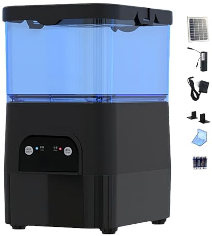 Distributore automatico di cibo per pesci a energia solare, 2,8 litri, con timer elettrico, controllo tramite app WiFi, alimentazione multipla, alimentazione a giorni alterni(Black)