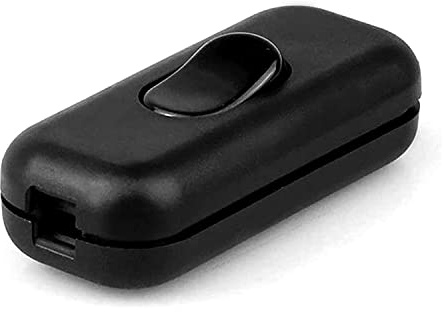 CABLEPELADO Interruptor pasante aereo unipolar lampara | Unipolar Paso | Interruptor Torpedo | Contactos con Tornillo | AC 250V 2A | Apto para lámpara sobremesa | PVC | Negro