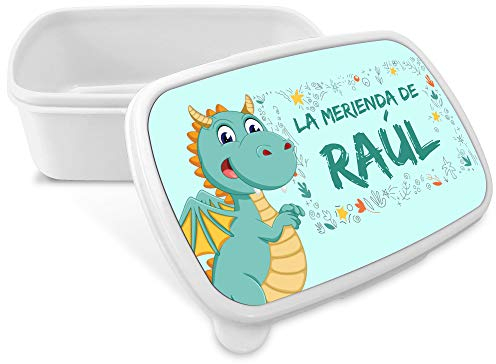 LolaPix Fiambrera Personalizada Infantil. Caja Merienda. Caja Almuerzo Infantil. Tuper Niño Colegio. Taper Niños Colegio Personalizado. Taper niña niño. COLOR A ELEGIR. Dragón