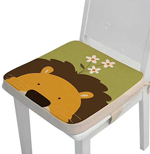 Kinder Sitzkissen Sitzerhöhung Stuhl, Fansu Baby Tragbar Sitzkissen Cartoon Design Quadratische Verstellbar Zerlegbar Kleinkinder Esszimmerstuhl ErhöHen Pad Esszimmer Boostersitze (Löwe,40*40*5cm)